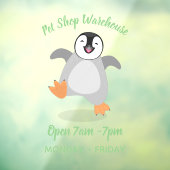 Cute happy emperor pinguin chick cartoon raamsticker (Vel 3)