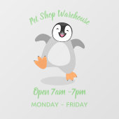 Cute happy emperor pinguin chick cartoon raamsticker (Vel)