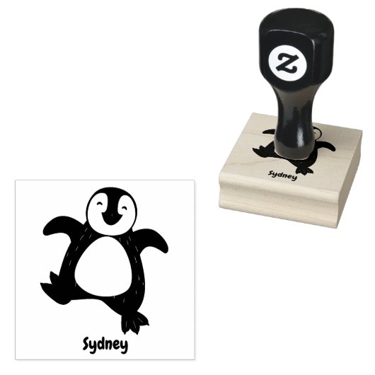Cute happy emperor pinguin chick cartoon rubberstempel (Gestempeld)