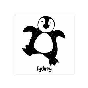 Cute happy emperor pinguin chick cartoon rubberstempel