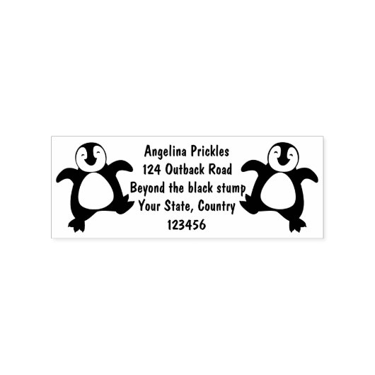 Cute happy emperor pinguin chick cartoon rubberstempel (Afrduk)