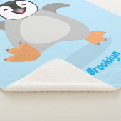 Cute happy emperor pinguin chick cartoon sherpa deken (3/4)