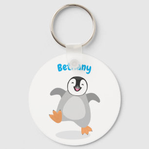 Cute happy emperor pinguin chick cartoon sleutelhanger