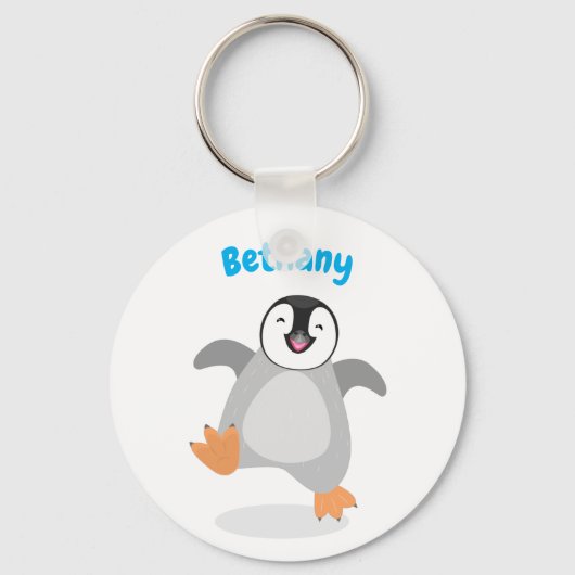 Cute happy emperor pinguin chick cartoon sleutelhanger (Voorkant)