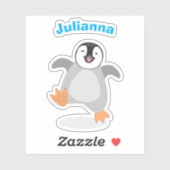 Cute happy emperor pinguin chick cartoon sticker (Vel)