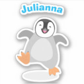 Cute happy emperor pinguin chick cartoon sticker (Voorkant)