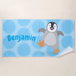 Cute happy emperor pinguin chick cartoon strandlaken