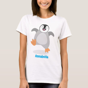 Cute happy emperor pinguin chick cartoon t-shirt