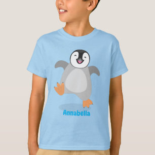 Cute happy emperor pinguin chick cartoon t-shirt
