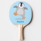 Cute happy emperor pinguin chick cartoon tafeltennisbatje (Achterkant)