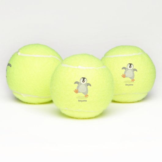 Cute happy emperor pinguin chick cartoon tennisballen (Multi)
