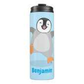 Cute happy emperor pinguin chick cartoon thermosbeker (Voorkant)
