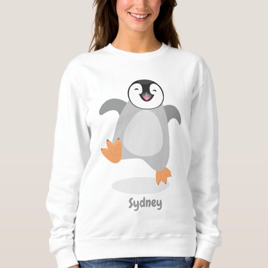 Cute happy emperor pinguin chick cartoon trui (Voorkant)