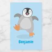 Cute happy emperor pinguin chick cartoon voedselcontainer etiket (Enkel label)