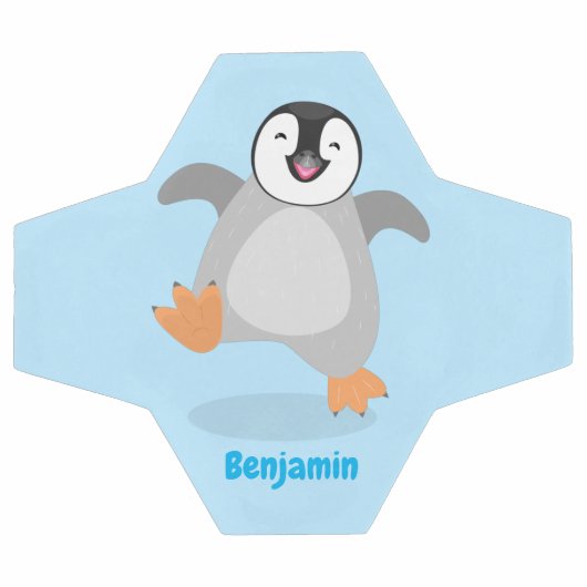 Cute happy emperor pinguin chick cartoon voetbal (Enkel)