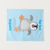 Cute happy emperor pinguin chick cartoon wandkleed (Voorkant (horizontaal))