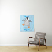 Cute happy emperor pinguin chick cartoon wandkleed (In situ)