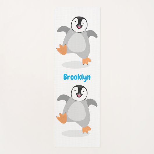 Cute happy emperor pinguin chick cartoon yogamat (Voorkant)