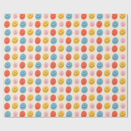 Cute Happy Face Blobs Spotty Fun Pattern Cadeaupapier (Vlak)