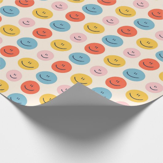 Cute Happy Face Blobs Spotty Fun Pattern Cadeaupapier (Hoek)