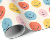 Cute Happy Face Blobs Spotty Fun Pattern Cadeaupapier (Rol Hoek)