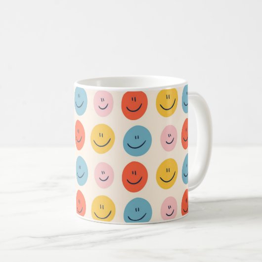 Cute Happy Face Blobs Spotty Fun Pattern Koffiemok (Voorkant rechts)