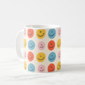 Cute Happy Face Blobs Spotty Fun Pattern Koffiemok (Voorkant links)