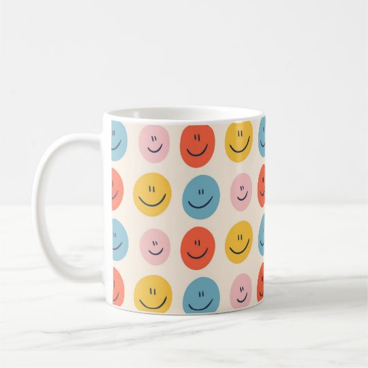 Cute Happy Face Blobs Spotty Fun Pattern Koffiemok (Links)