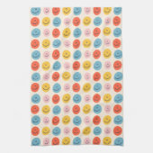 Cute Happy Face Blobs Spotty Fun Pattern Theedoek (Verticaal)