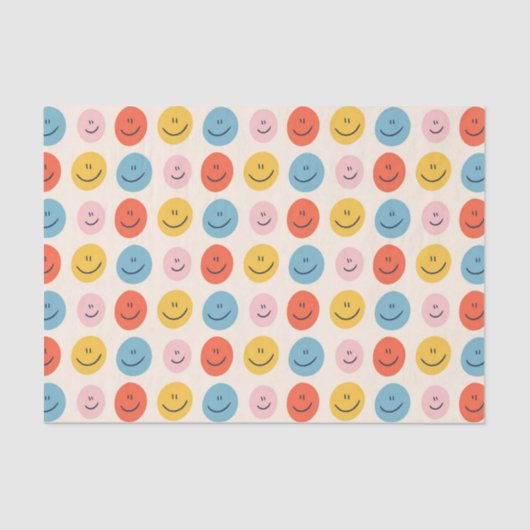 Cute Happy Face Blobs Spotty Fun Pattern Tissuepapier (Voorkant)