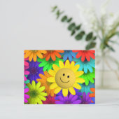 Cute Happy Face Flowers Briefkaart (Staand voorkant)