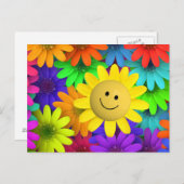 Cute Happy Face Flowers Briefkaart (Voorkant / Achterkant)