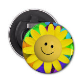 Cute Happy Face Flowers Button Flesopener (Voorkant)