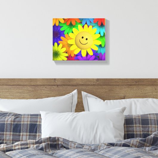 Cute Happy Face Flowers Canvas Afdruk (Insitu (Slaapkamer))