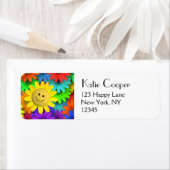 Cute Happy Face Flowers Etiket (Insitu)