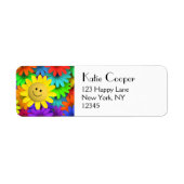 Cute Happy Face Flowers Etiket (Voorkant)