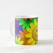 Cute Happy Face Flowers Koffiemok (Voorkant links)