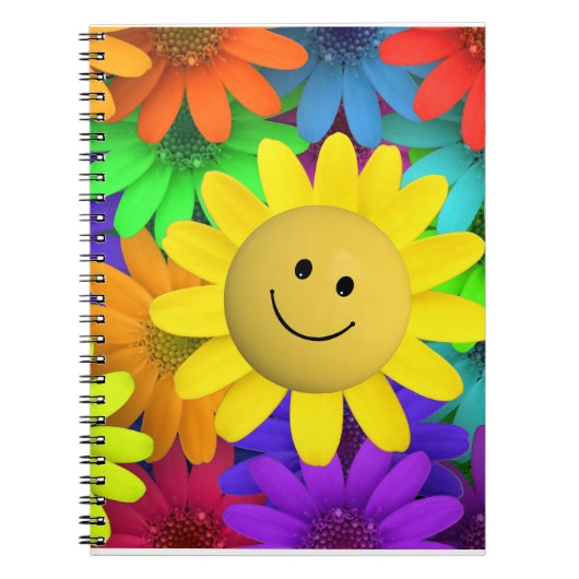 Cute Happy Face Flowers Notitieboek (Voorkant)