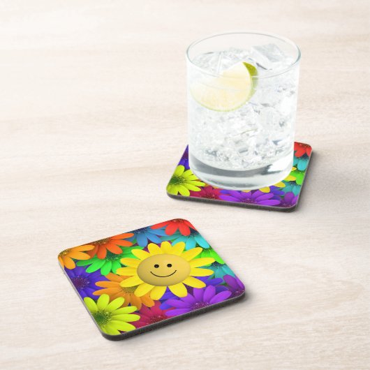 Cute Happy Face Flowers Onderzetter (Rechterzijde)