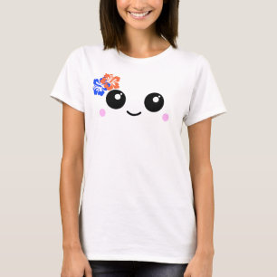Cute Happy Face met Hibiscus Flowers T-Shirt