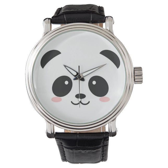 Cute Happy Face Panda Horloge (Voorkant)