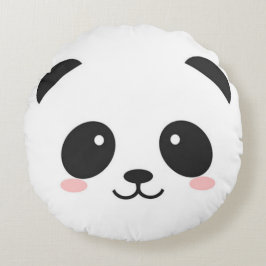 Cute Happy Face Panda Rond Kussen