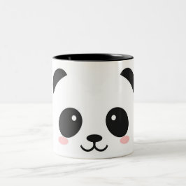 Cute Happy Face Panda Tweekleurige Koffiemok