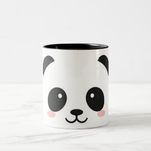 Cute Happy Face Panda Tweekleurige Koffiemok