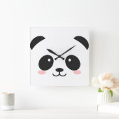Cute Happy Face Panda Vierkante Klok (Huis)