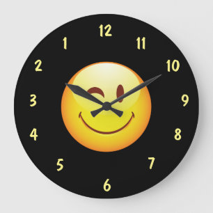 Cute Happy Face Reverse Dial Grote Klok
