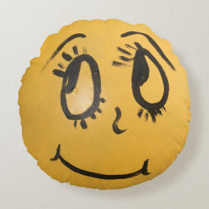 Cute Happy Face Rond Kussen
