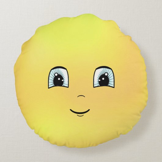 Cute Happy Face Rond Kussen (Achterkant)