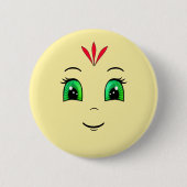 Cute Happy Face with Red Feathers Ronde Button 5,7 Cm (Voorkant)