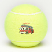 Cute happy fire engine cartoon tennisballen (Achterkant)